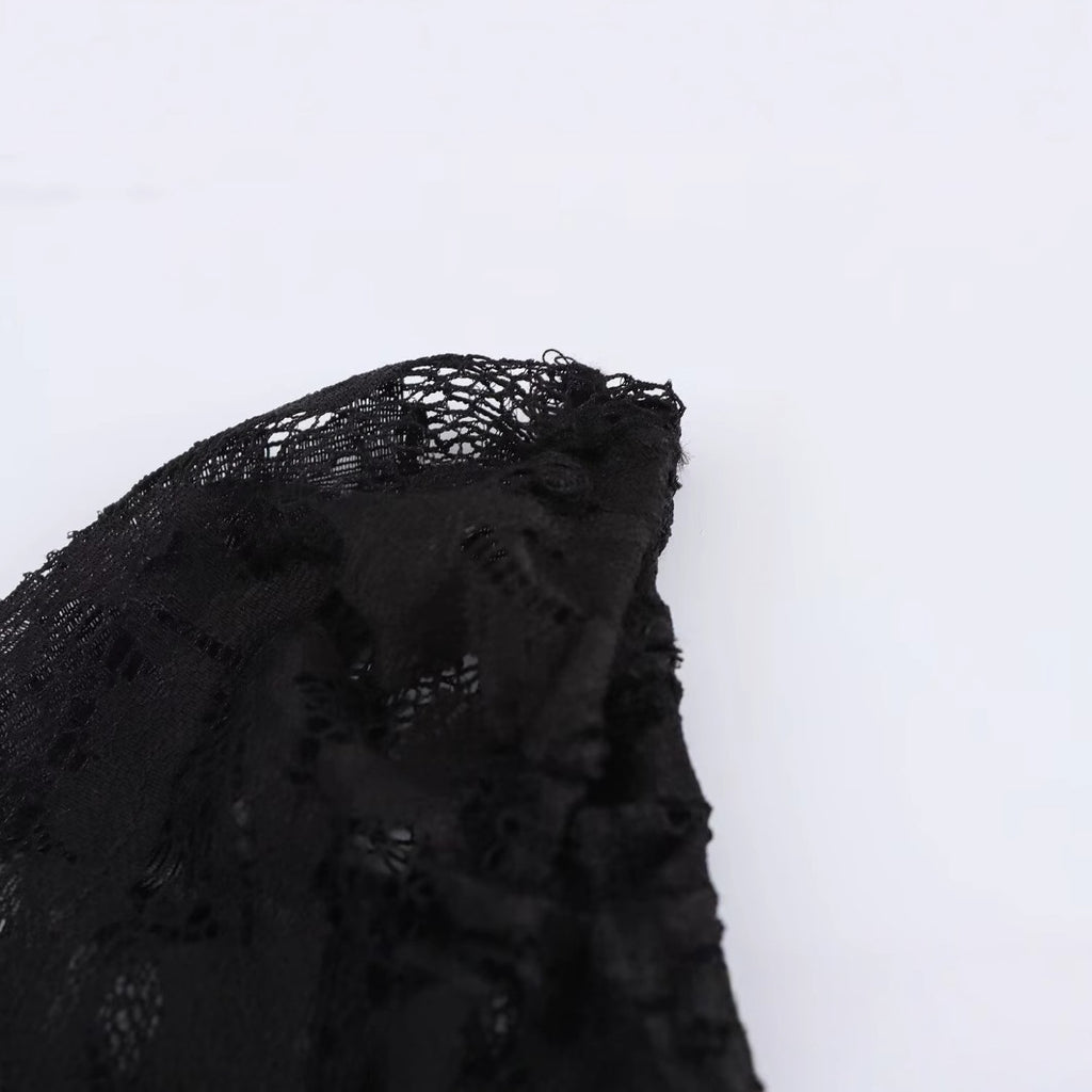 🖤 Midnight Lace Bubble Sleeve Mini Dress