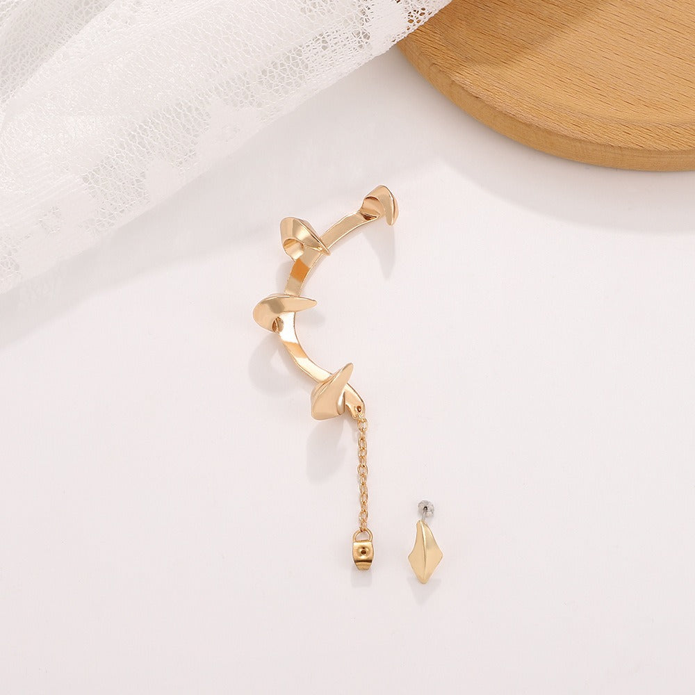 Gothic Devil Minion Ear Clips | No-Pierce Alloy Ear Bone Cuff | Punk Dark Jewelry | White & Gold