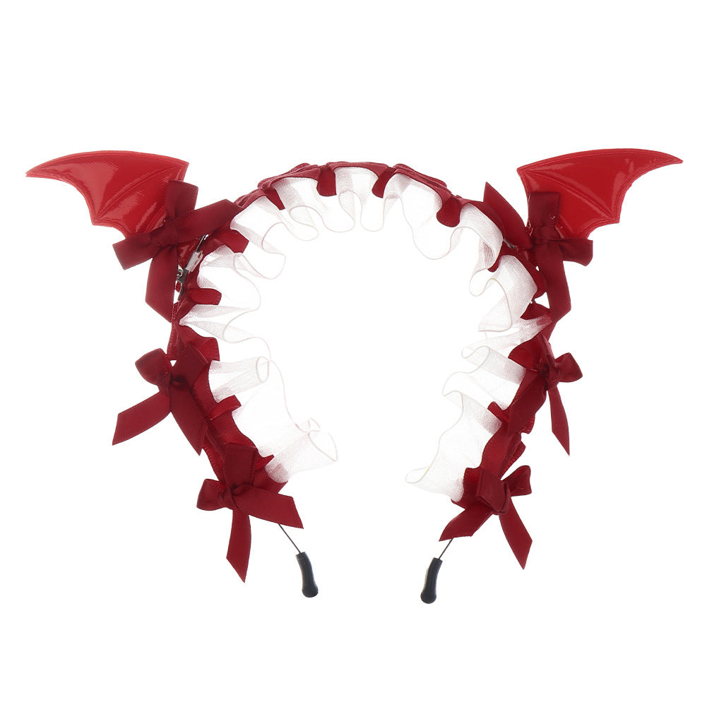 Gothic Bat Lace Headband | Dark Lolita Hair Accessory for Halloween & Cosplay