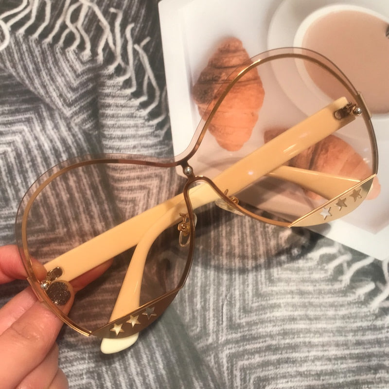Gradient Five-Star Hollowed Metal Runway Sunglasses | Fashion Trend Eyewear | 7 Color Ways