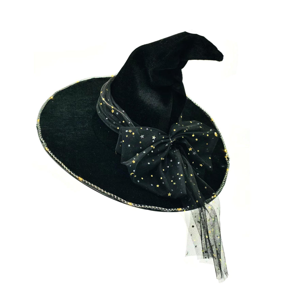 Light-Up Black Velvet Witch Hat