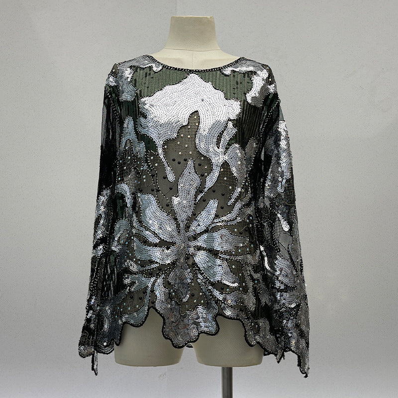 Gothic Punk Sequin Embroidered Pullover Top