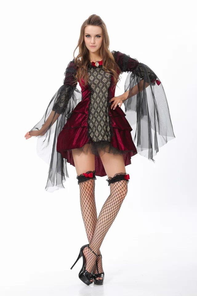 Vampire Gothic Queen Lace Dress | Halloween & Party Performance Costume
