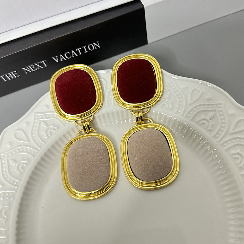 Double Square Clip Earrings
