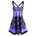 Gothic Backless Printed Tank Dress | Sleeveless Casual Dress for Halloween & Everyday Wear