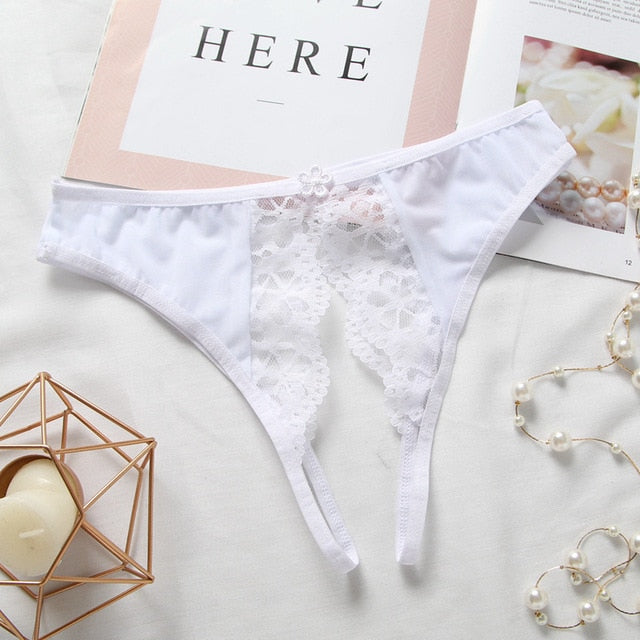 Lace Open-Crotch Panties