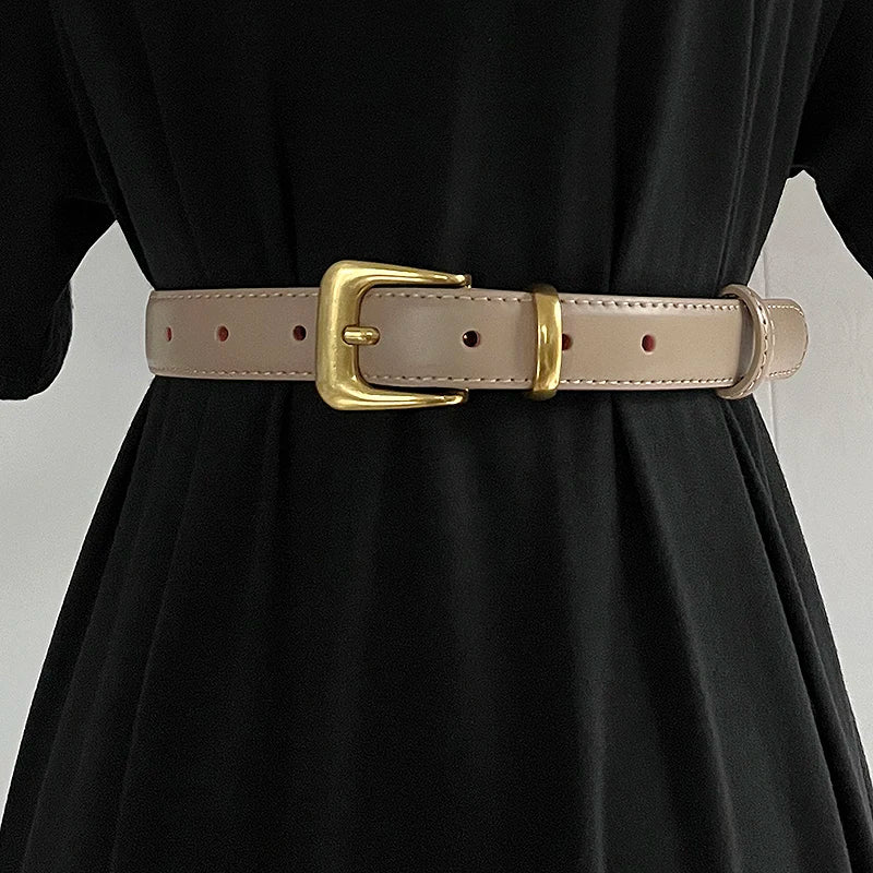 Women's Runway Fashion Genuine Leather Cummerbunds Female Dress Corsets Waistband Belts Decoration Narrow Belt