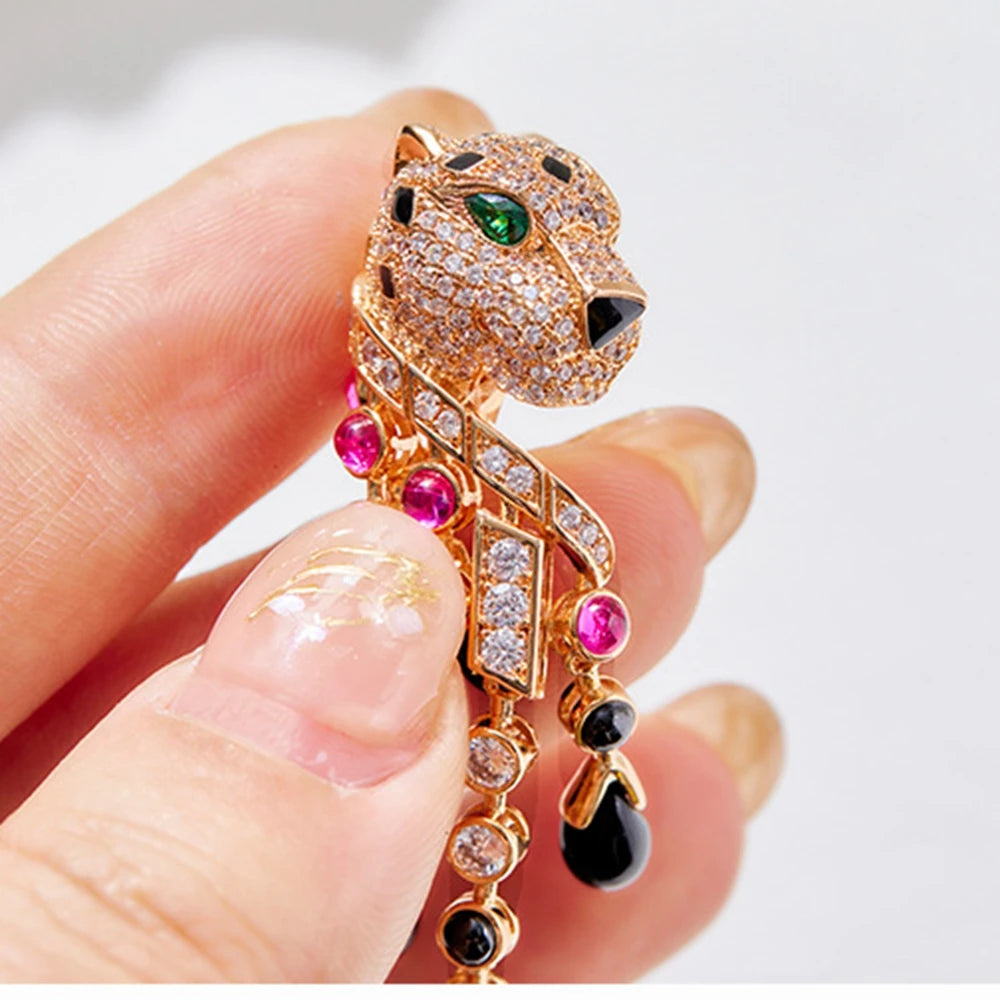 Leopard Zircon Oil Drop Earrings