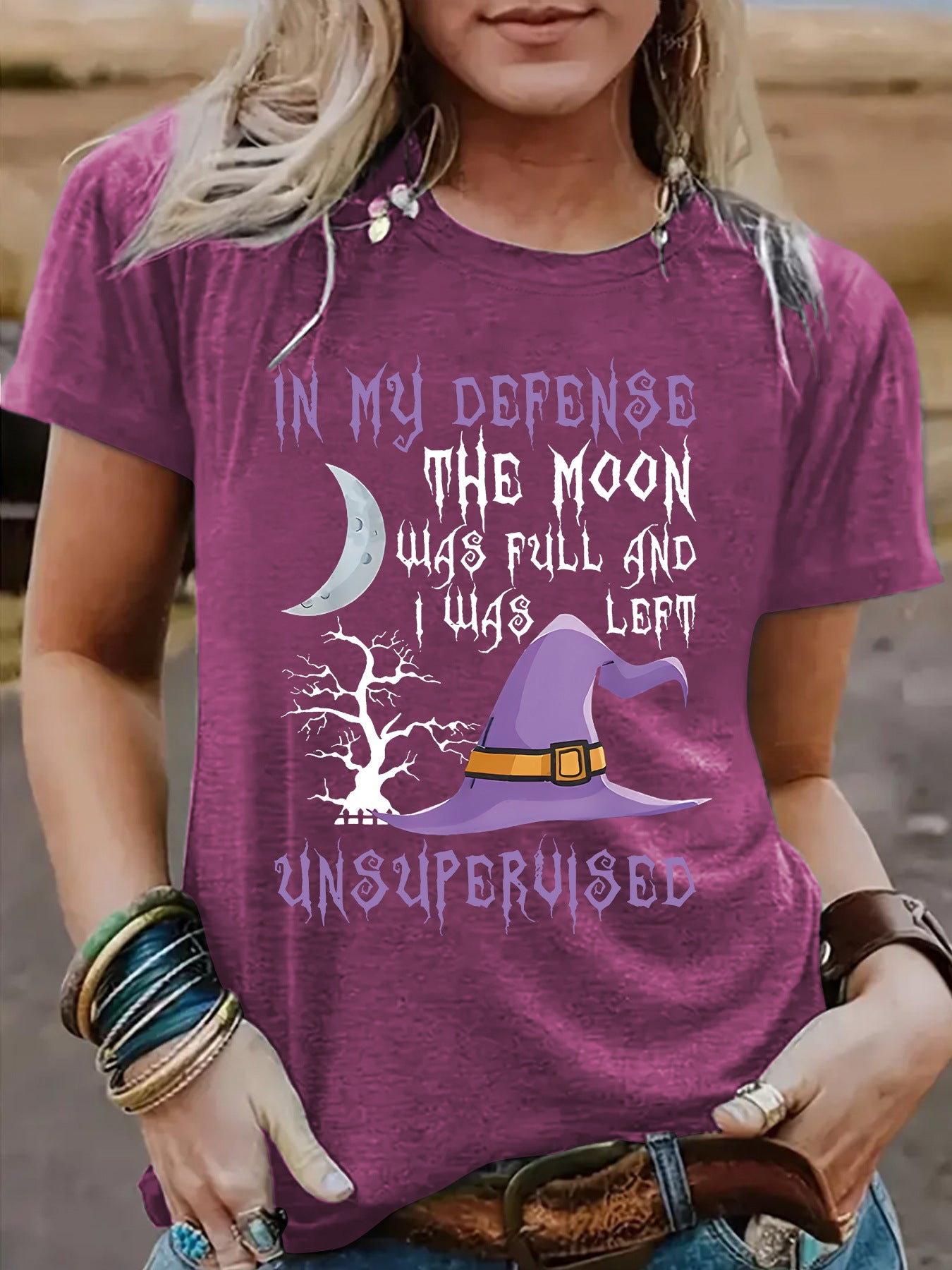 Halloween Witch Pattern Short Sleeve Tee
