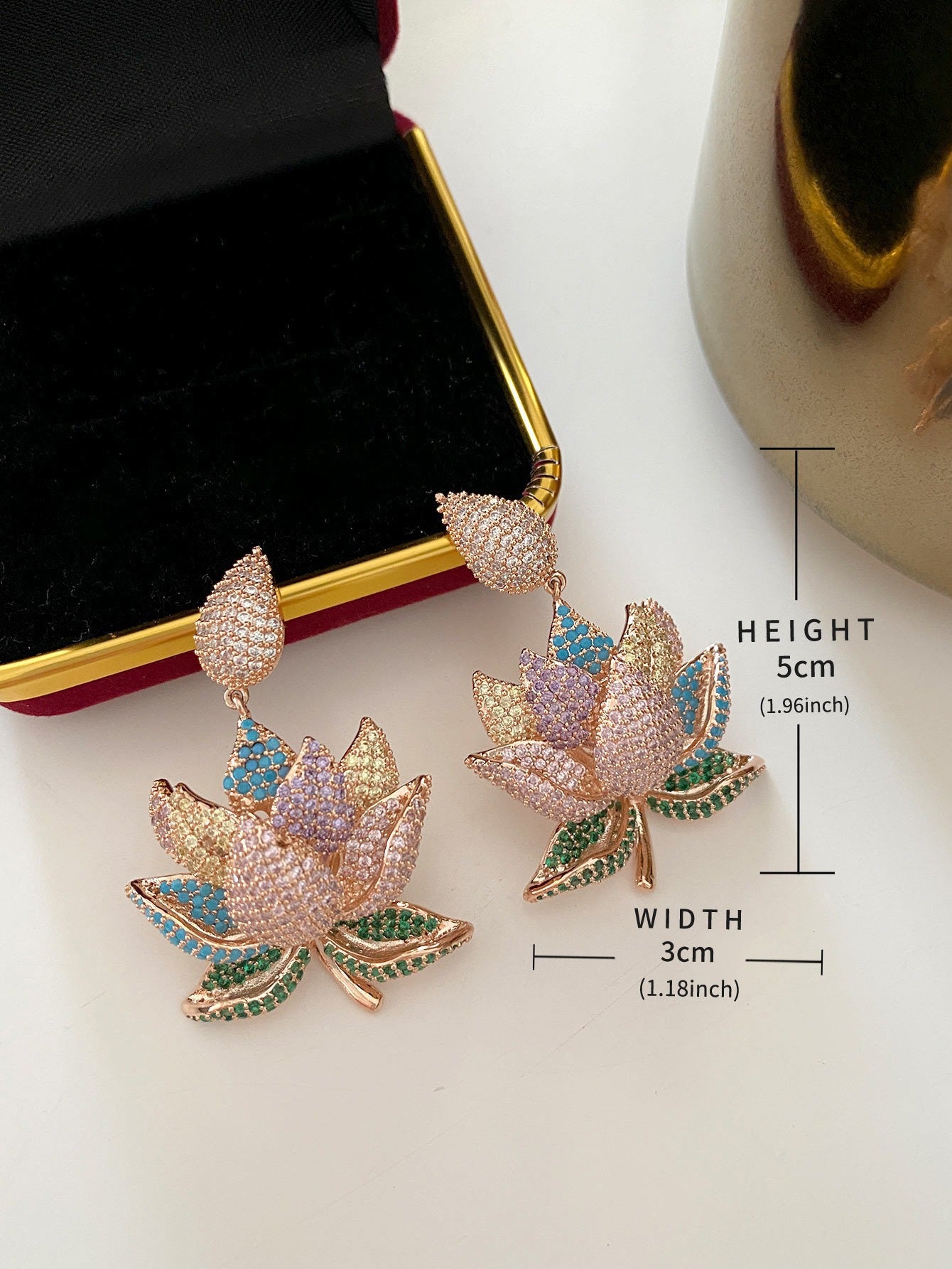 Lotus Flower Diamond Earrings