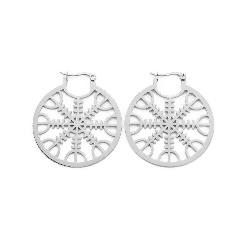 Gothic Compass & Pentagram Drop Earrings | Stainless Steel Occult Jewelry