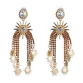 Vintage Ethnic Crystal Tassel Drop Earrings | Star & Claw Chain Statement Jewelry | 4 Styles