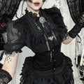 Gothic Dark Style Stand Collar Short Top
