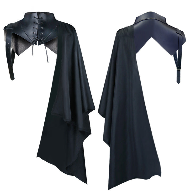 Gothic Vampire Cape & Death God Cloak | Black Jacquard Halloween Costume