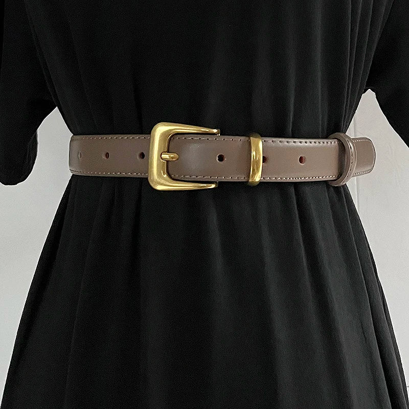 Women's Runway Fashion Genuine Leather Cummerbunds Female Dress Corsets Waistband Belts Decoration Narrow Belt