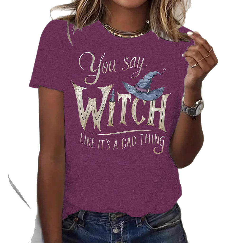 Printed Witch Halloween Short Sleeve Tee