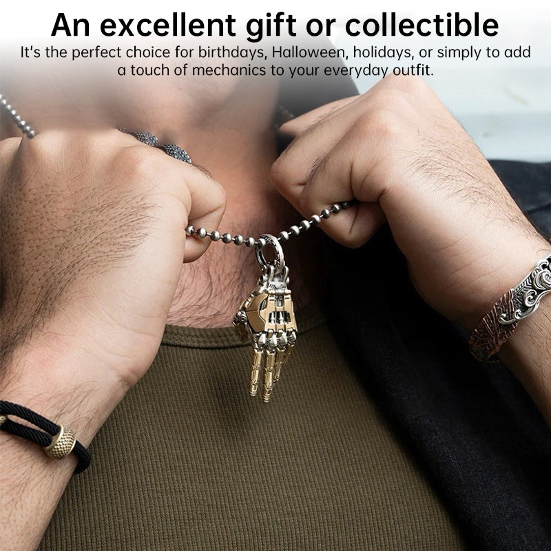 Movable Mechanical Bionic Hand Necklace | Metal Charm Pendant | Gothic Collectible Gift