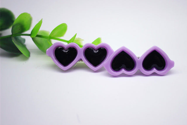 Pet Hair Bow Clips — Resin Love Glasses Hairpin Set (2pcs)