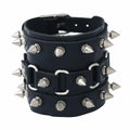 Exaggerated Punk Genuine Leather Bracelet | Handmade Wide Cuff