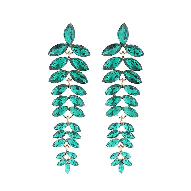 Diamond Leaf Flower Earrings