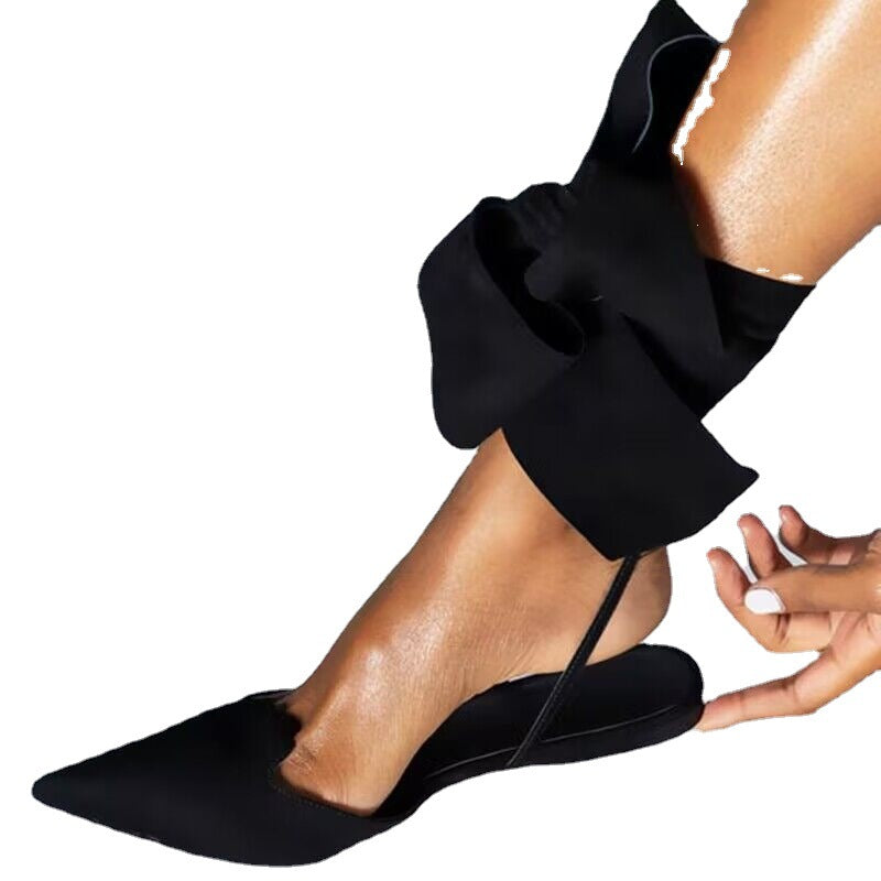 Pointed Toe Ankle Strap Flat Sandals