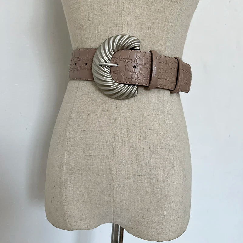 Genuine Leather Wide Waist Belt — Dark Romantic Corset Style