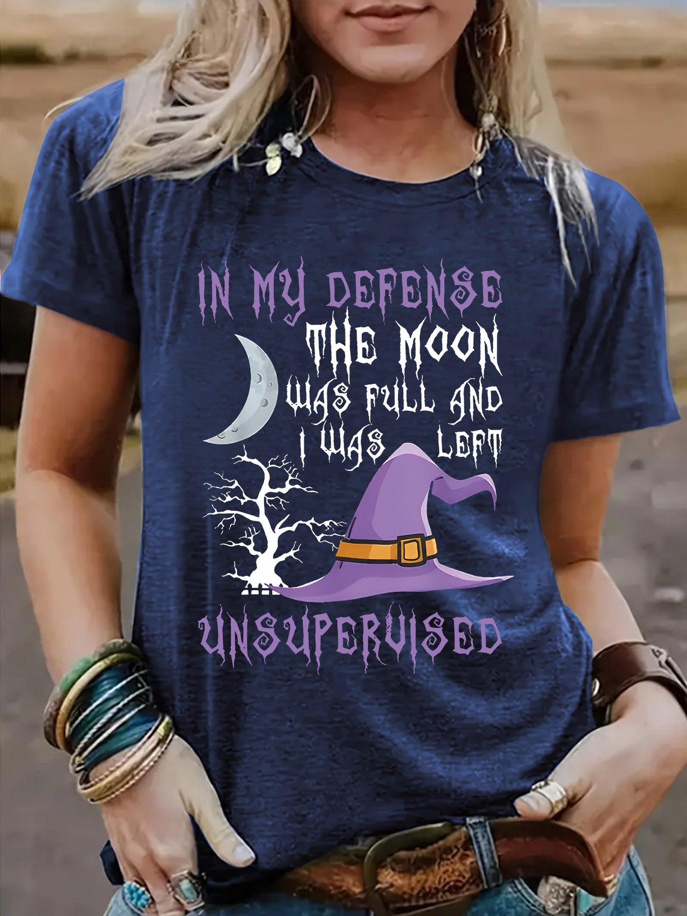 Halloween Witch Pattern Short Sleeve Tee
