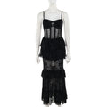 Gothic Chiffon Strap Bodycon Maxi Dress