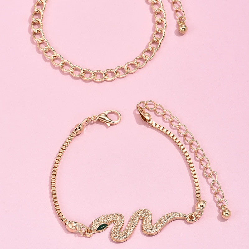 Crystal Snake Bracelet | Gold Rhinestone Serpent Cuff Jewelry