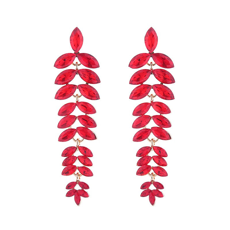Diamond Leaf Flower Earrings