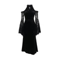 Gothic Witch Maxi Dress – Halter Flared Sleeve Bodycon