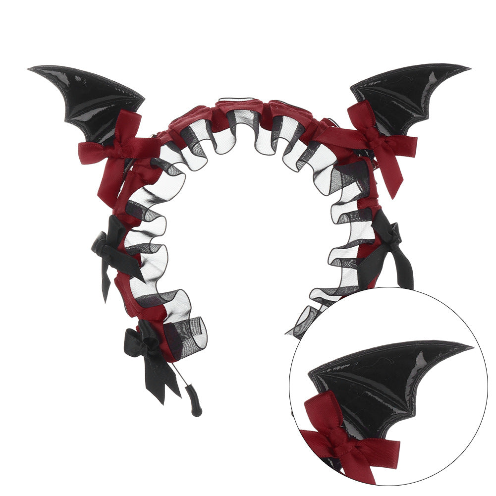 Gothic Bat Lace Headband | Dark Lolita Hair Accessory for Halloween & Cosplay