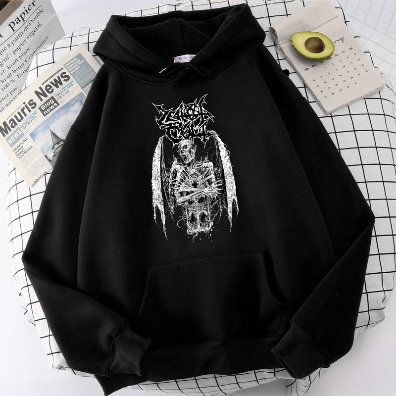 Dark Gothic Oversized Hoodie | Hip-Hop Pullover Sweatshirt