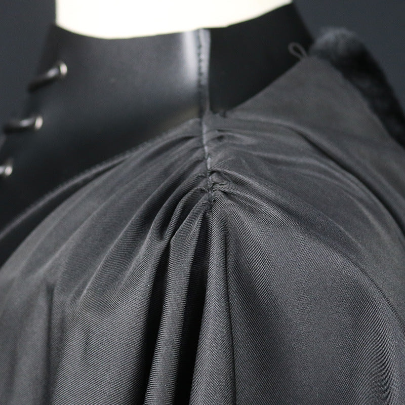 Gothic Vampire Cape & Death God Cloak | Black Jacquard Halloween Costume
