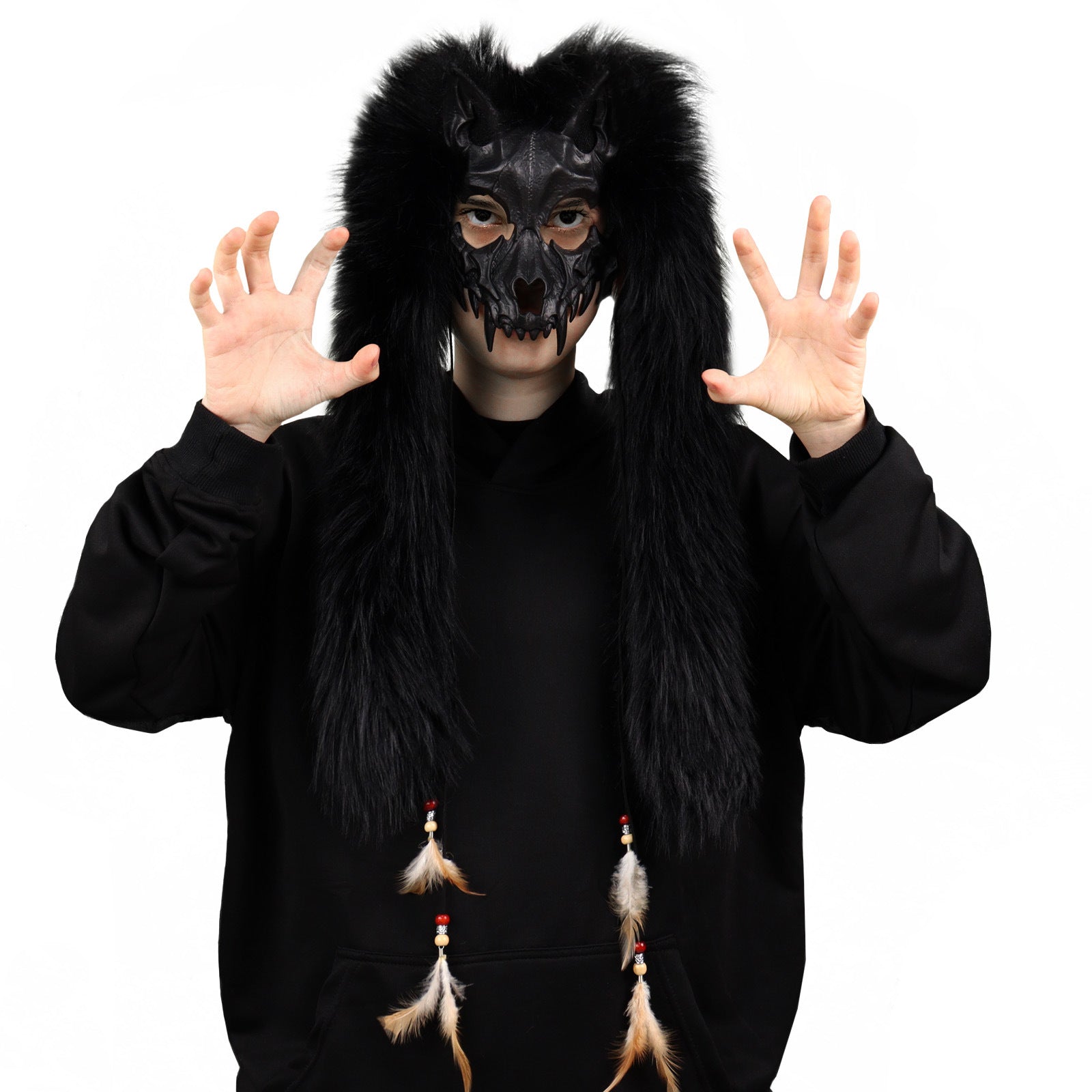 Faux Fur Fox & Werewolf Mask | Viking Animal Headwear | Halloween Cosplay | 6 Colors