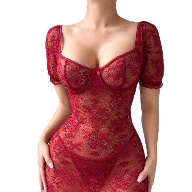 Sheer Mesh Wrap Dress