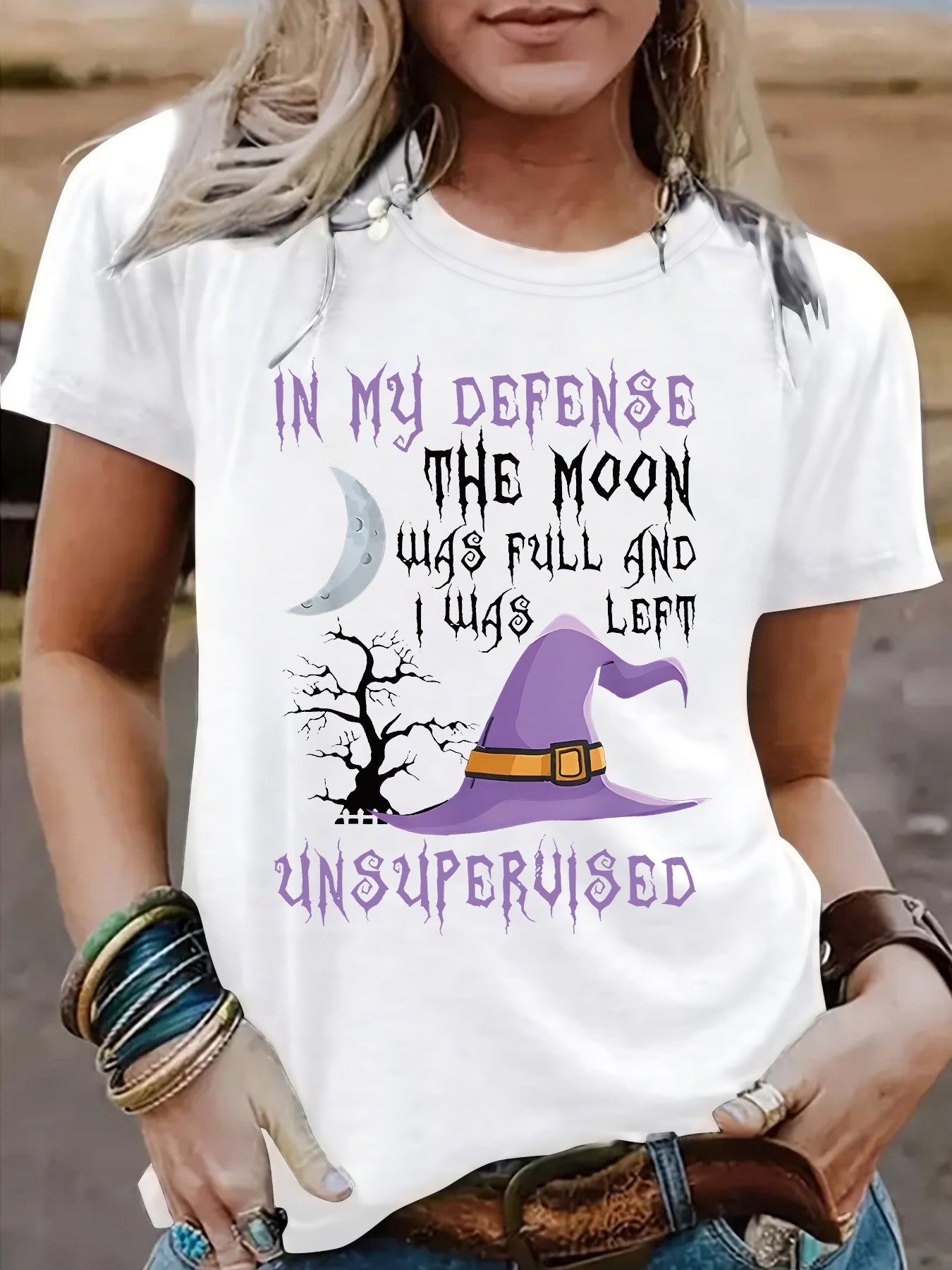 Halloween Witch Pattern Short Sleeve Tee