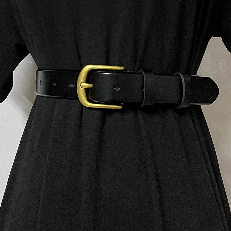 Women's Fashion Genuine Leather Cummerbunds Female Dress Corsets Waistband Belts Decoration Narrow Belt