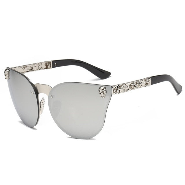 Gothic Skull Sunglasses | Ornate Metal Temple Shield Frames