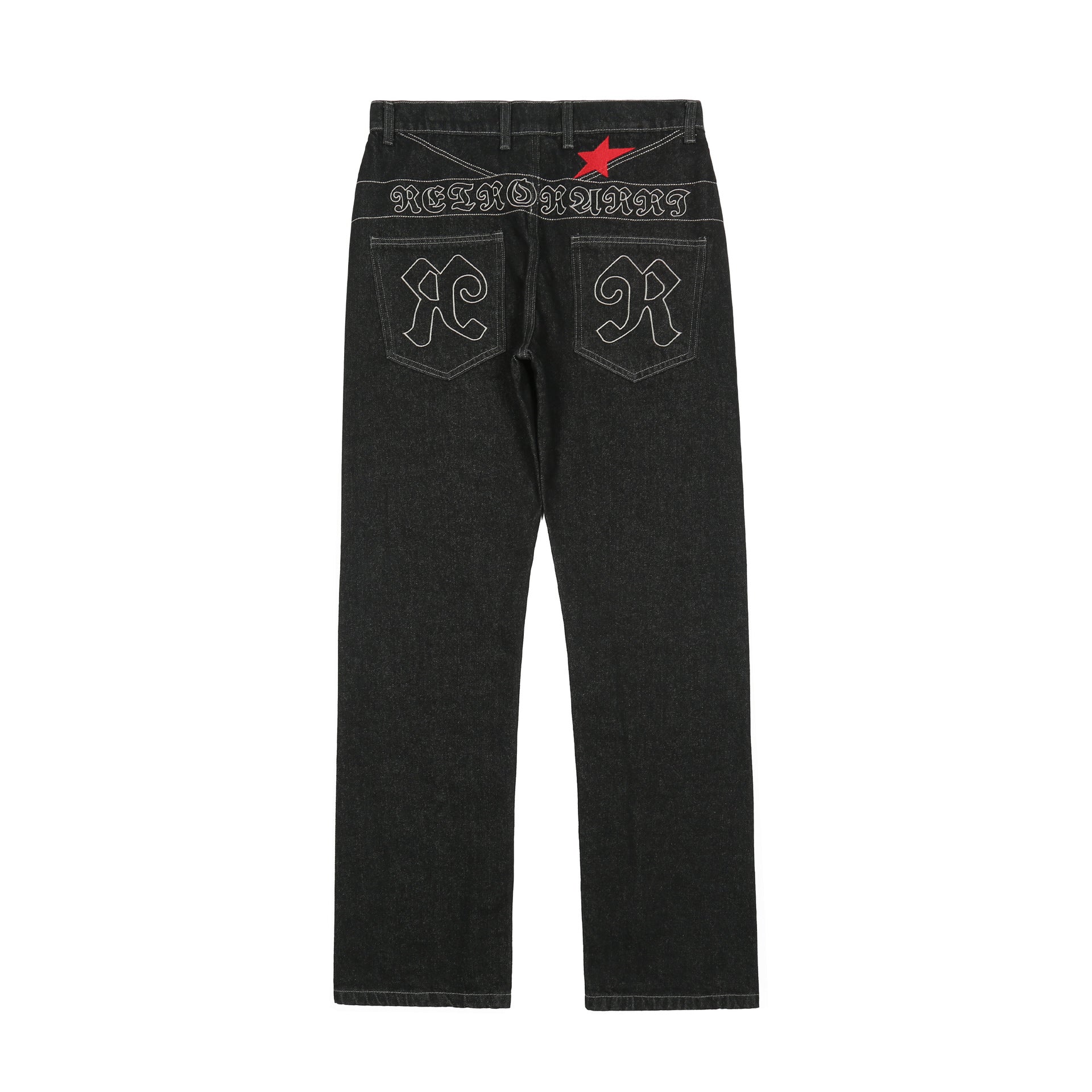 🕱️ Dark Gothic Embroidered Street Jeans