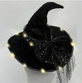 Light-Up Black Velvet Witch Hat