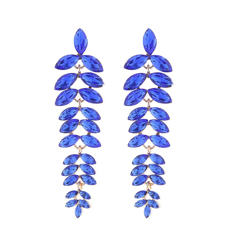 Diamond Leaf Flower Earrings
