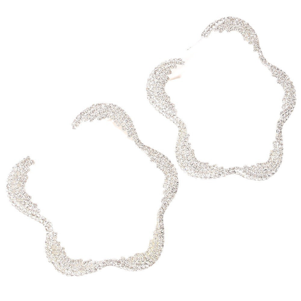 Exaggerated Rhinestone Flower Earrings