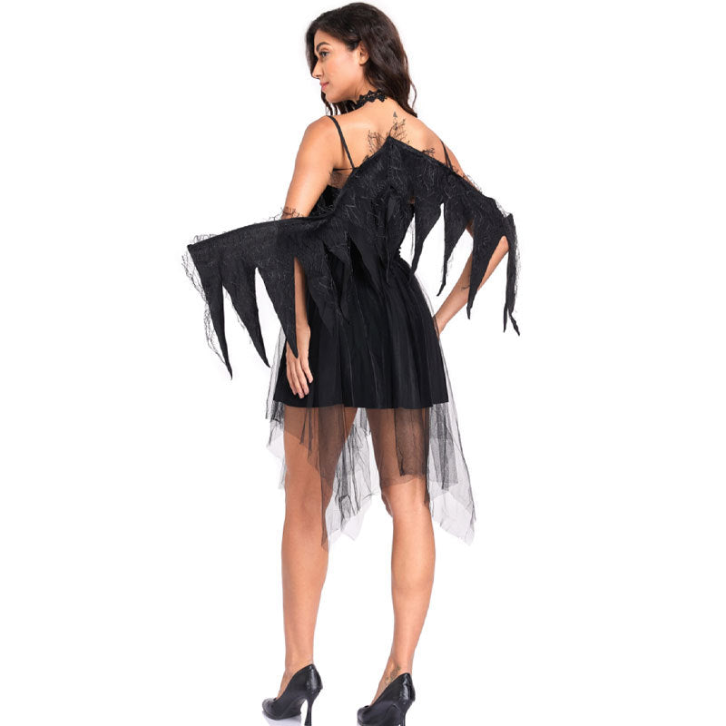 Dark Angel Vampire Demon Cosplay Dress | Gothic Halloween Costume with Tail