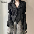 Gothic Irregular Black Blouse – Yamamoto Dark Aesthetic