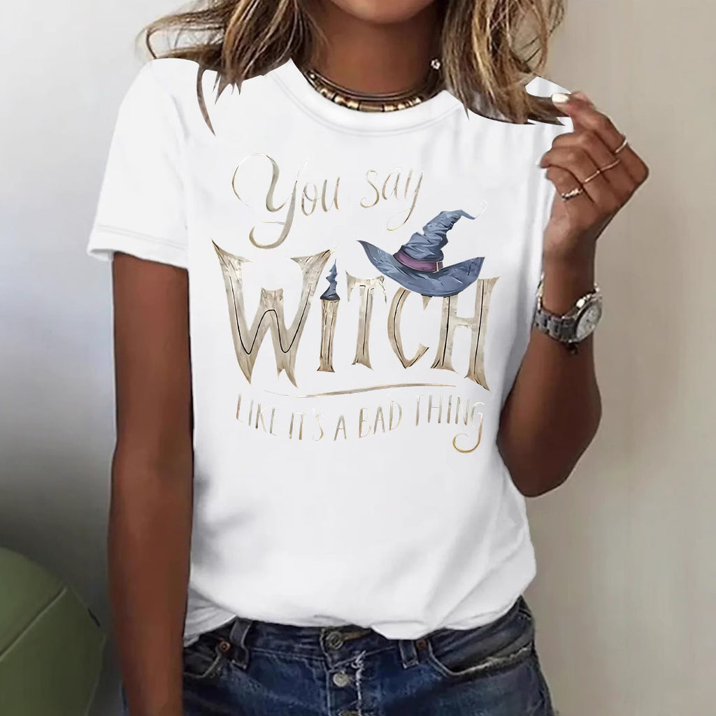 Printed Witch Halloween Short Sleeve Tee