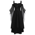 Plus Size Gothic Off-Shoulder Witch Dress | Flared Sleeve Chiffon Maxi Dress