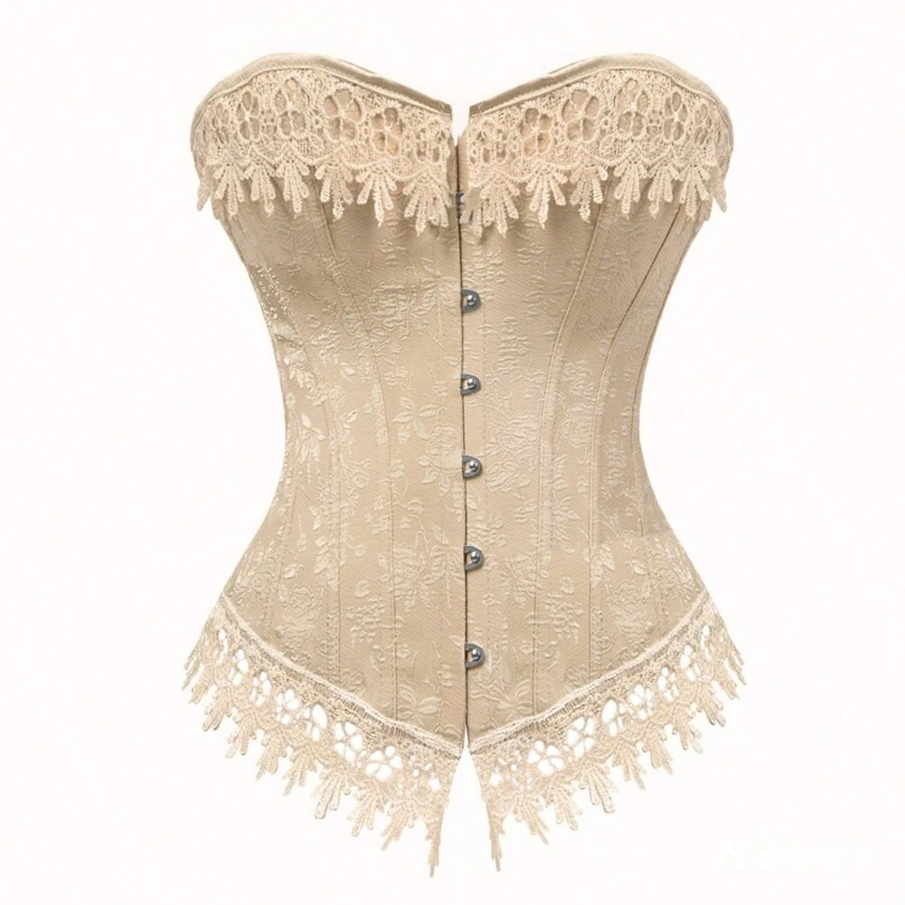 Steampunk Gothic Overbust Corset – Lace-Up Boned Bustier