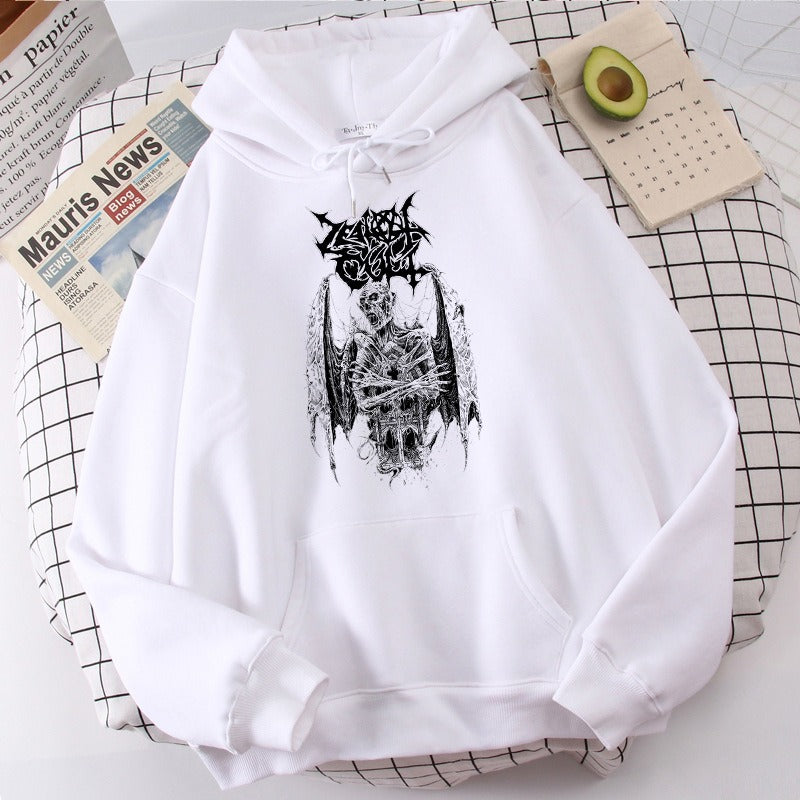 Dark Gothic Oversized Hoodie | Hip-Hop Pullover Sweatshirt