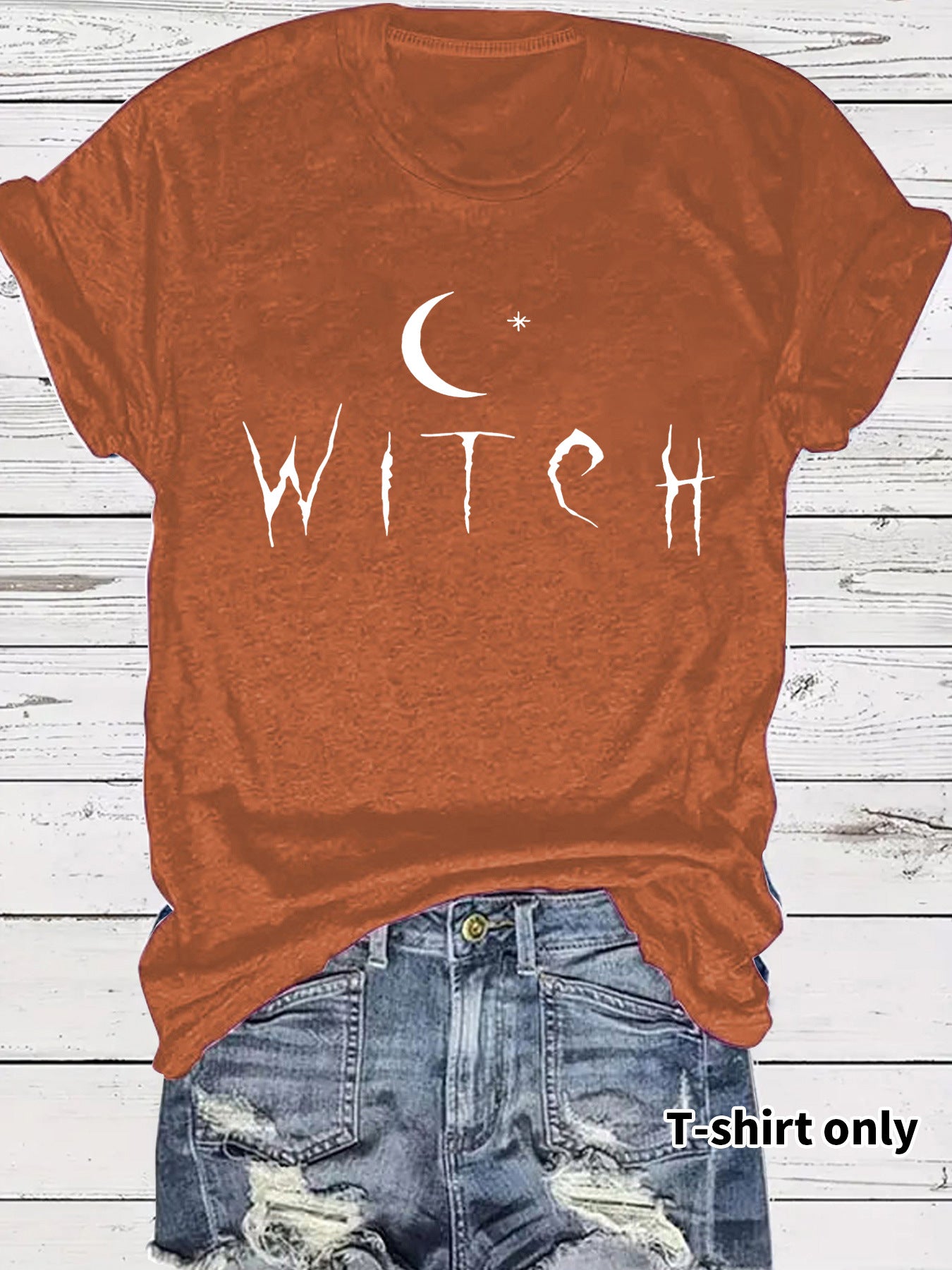Witch Pattern Round Neck Short Sleeve Tee